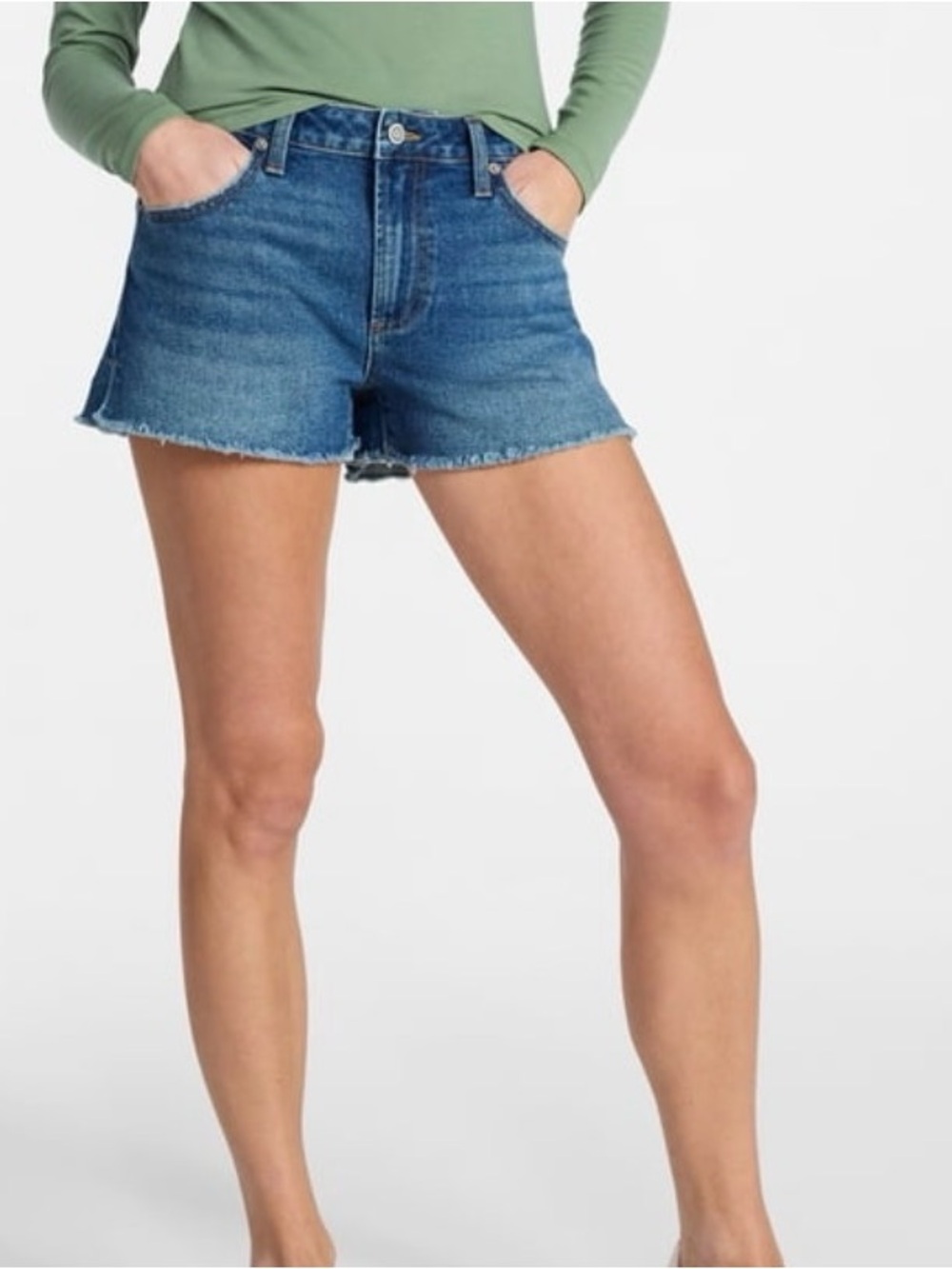 Size 8 & Size 10 No Boundaries Medium Blue Frayed Hem Denim Shorts